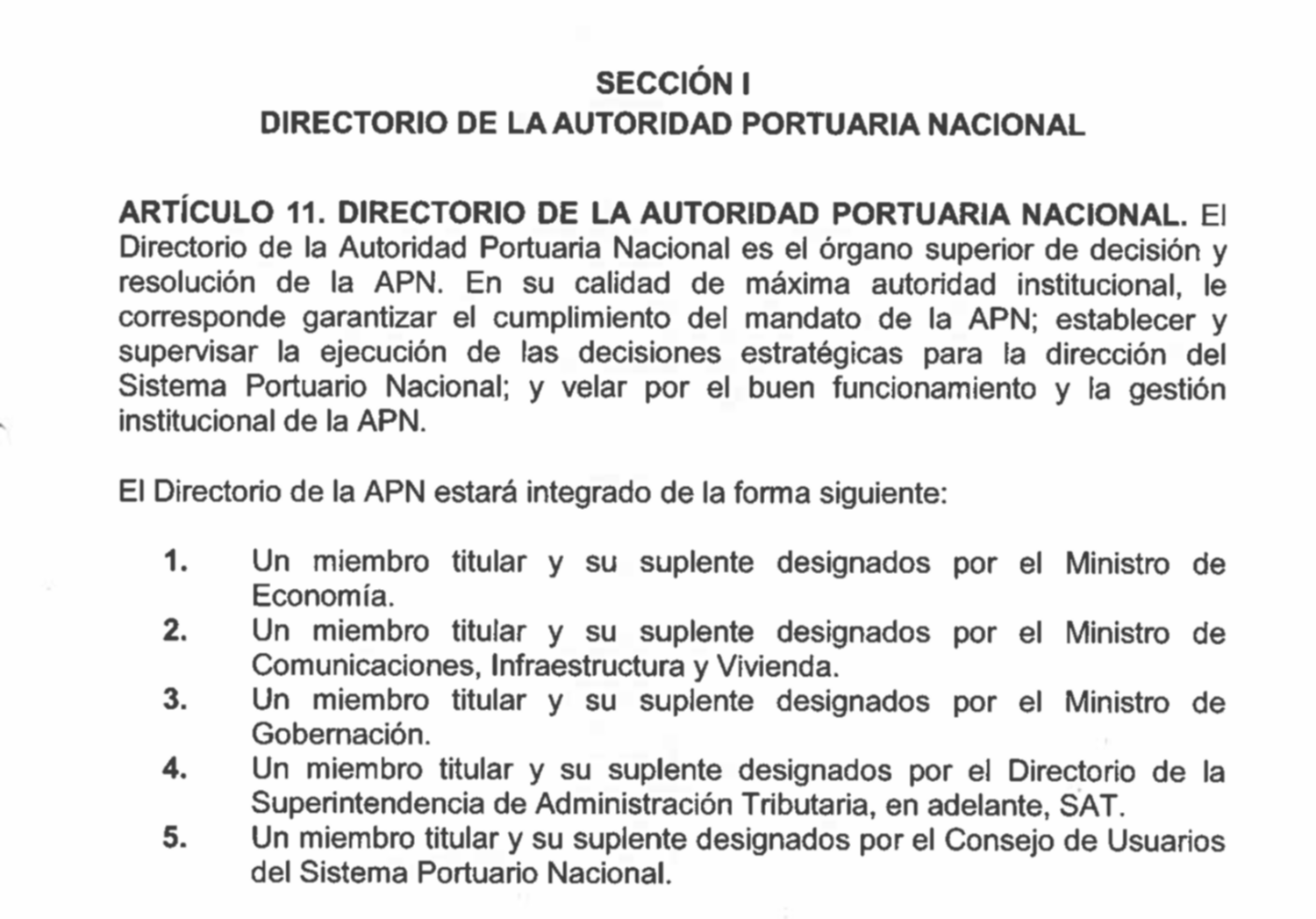 Estado tendrá cuatro de cinco asientos en Autoridad Portuaria Nacional